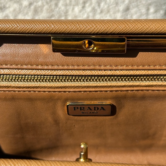 Prada Tan Leather Pouch with Gold Logo - Picture 8 of 9